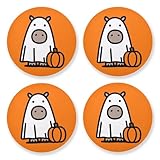 Cute Capybaras Orange Set mit 4 ästhetischen Untersetzern, hitzebeständig, multifunktional, Korkplatte für Küchentisch & Arbeitsplatte