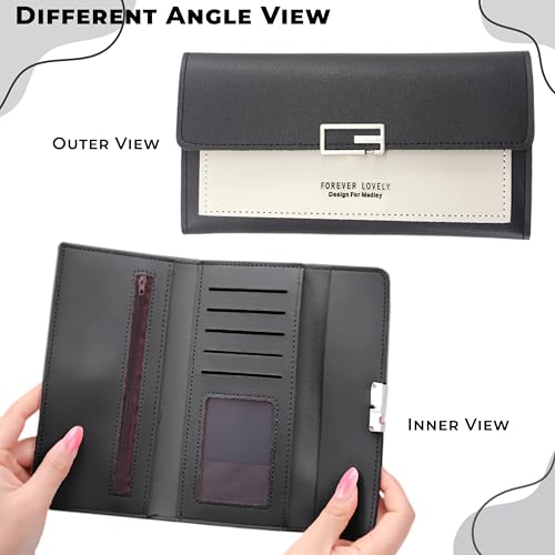 Image of Kraptick Women's Wallet -Stylish and Compact Purse Clutch Wallet for Women, Stylish Card Coin Holder, Debit Card Holder, Money Organizer and Travel Wallet for Women with 8 Slots (Black)