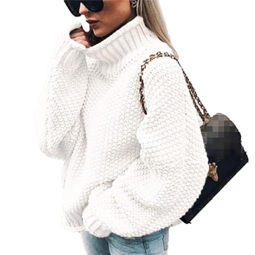 Turtleneck Oversized Sweater,Winter Fall Solid Outerwear Knitwear Pullover | Balloon Long Sleeve for Ladies, Women, Girls