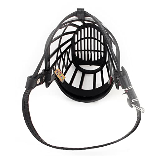 Image of Western Era Adjustable Strap Muzzle Cum Basket Cage Cum Pet Safety Collar Cum Mouth Cover for Dog /Puppy. (Black) (X-Small)