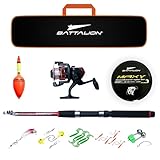 Battalion Dagger Telescopic 7Ft Durable Fishing Rod (210cm) Full Set with Pre-Spun Reel, Jigs, Lures, Extra Line, Float & Protection Bag (Fishing Rod Combo)