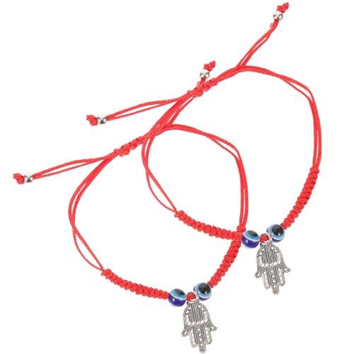 AMUSLESUR Pulseras de Hilo Rojo para Mujer Ojo Azul, Ajustables y Ligeras, 2 Piezas, Estilo Único para Uso Diario y Fiestas