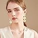 Ricarmo Bohemian Alloy Three Layer Flower Gold Stamen Lightweight Dangle Drop Earrings Simulation Floral Long Stud Earrings For Women Jewelry Gifts (Beige)