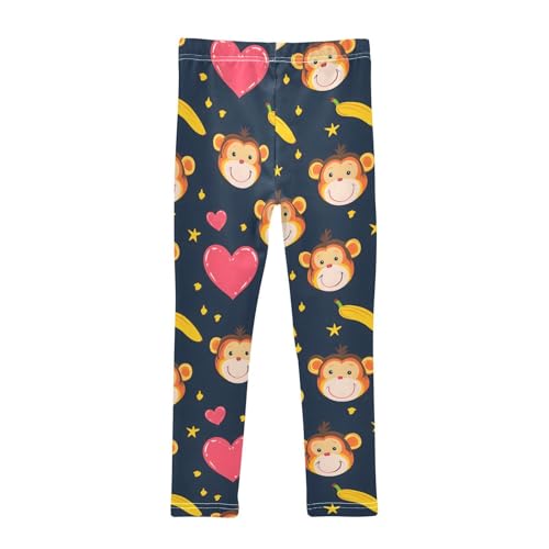 Cute Monkey Heart Girls Leggings Ultra Soft Compression Yoga Gym Pants for Kids 4-10T2