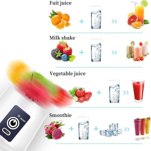 Image of Portable Electric Blender | USB Rechargeable Smoothie Maker | Mini Personal Juicer with 6 Blades | Fruit Mixer for Juices & Shakes | Auto-Stop After 40s