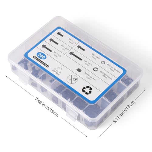 Image of Black Metric Nut Bolt and Washer Kit, 200 Pieces M6-1.0 x 12 /16 /20 /25 /30mm Flange Hex Head Bolt Serrated Flange Nut Washer Kit, Grade 10.9 Alloy Steel