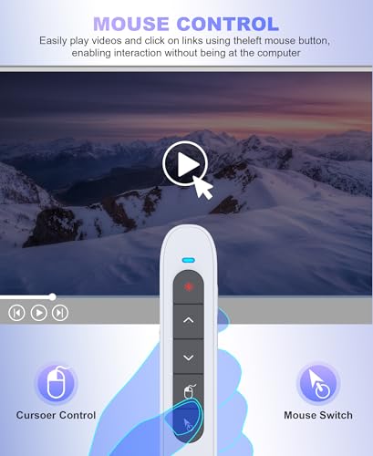 Image of 2 in 1 USB Type C Wireless Rechargeable Presenter Remote with Air Mouse, Volume Control Presentation Clicker PPT Pointer RF 2.4GZ PowerPoint Clicker Slide Advancer for Window Mac Keynote Google White