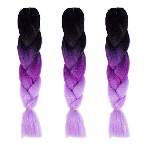 Feibin 30色 ウィッグ エクステンション 3本セット ブレイズ 編み込み グラデーション 三つ編み ヘアアクセサリー 盛りアップ つけウィッグ かつら 毛束 ウィッグ つけ毛 ヘアアクササリー ヒップ ホップ レゲエ ダンス ヘアアレンジ