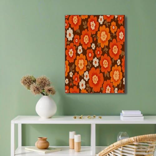 Impression sur toile motif floral rétro déco chambre 70x100cm