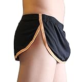 Mendove Men's Split Side Short Shorts Sexy Open Mini Skirt with Thong Breathable Boxer Underwear Size Medium Black