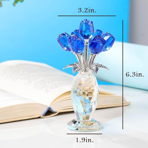 Figura de flor de cristal de roca artesanal con jarrón decorativo para salón 8