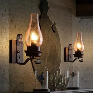 Lightinthebox rustic wall sconce vintage farmhouse wall light fixtures industrial glass wall lamp for cabin bedroom living room hallway fireplace 2pcs  urban country home decor