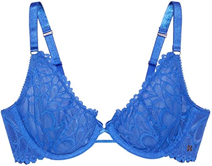 Savage X Fenty, Women's, Curvy Savage Not Sorry Ultra Demi Unlined Lace Bra, Blue Cyber Café, 42D