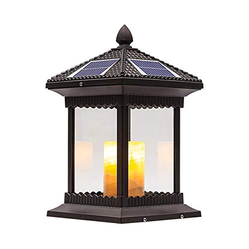 Pillar Stigma Light for Home Garden Chinese Outdoor Garden Light Retro Column Headlight Aluminum Remote Pillar Light Waterproof Landscape Light (Color : Black, Size : 20×20×34cm)