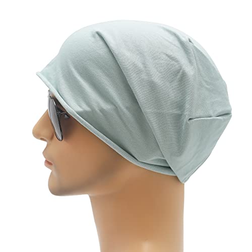 Zlyc Cotton Thin Slouchy Beanie Hat For Men Women Fashion Soft Stretch Knit Skull Cap (Solid Color Blue) #TOP2