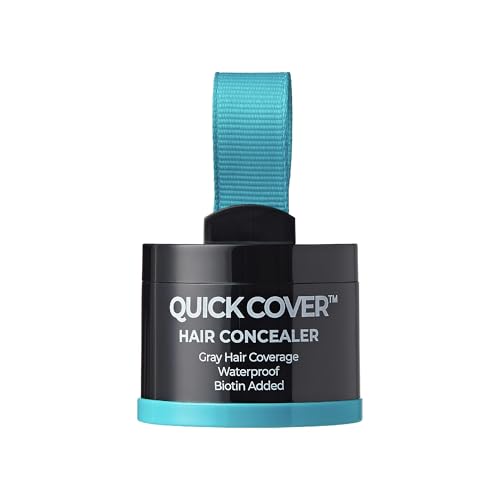 Red by Kiss Quick Cover Hair Concealer, Temporary Root Touch-Up, Precision Gray Coverage, Lightweight & Waterproof, Biotin Infused (Black)
