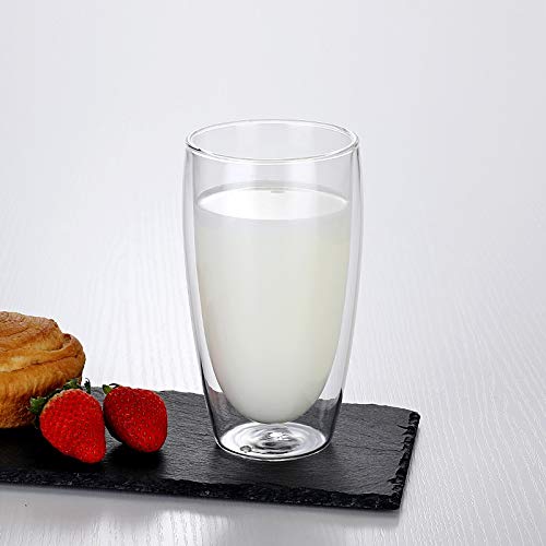 Copa de agua de doble pared de vidrio de 300ml para café y té