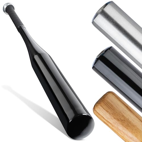 HELDENWERK Baseballschläger aus Holz oder Aluminium - Solide verarbeitet (Schwarz (Aluminium) Rutschfester Griff 31 Zoll
