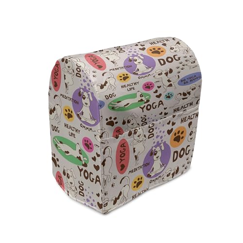 Lunarable Dog Lover Stand Mixer Cover, Funny Pattern of Cartoon Animal in Whimsical Positions Bending Stretching, Kitchen Appliance Organizer Bag Cover with a Pocket, 6-8 Quarts, PurpleGreen