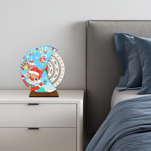 Calendario perpetuo artesanal con diamantes de imitación para decoración de escritorio elegante 3