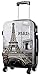 Produktbild Trendyshop365 Handgepäckkoffer Motiv Paris Eiffelturm 57 cm 34 Liter 4 Räder Grau Zahlenschloss