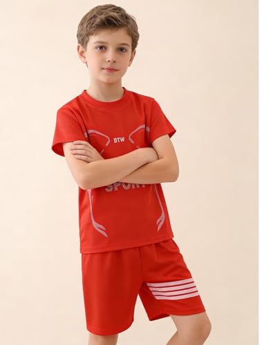 Image of Boys' Active Shorts Set 6 Pieces T-Shirt and Quick Drying Shorts Summer Activewear Sets 4-12Y