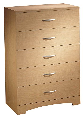 South Shore Step One 5-Drawer Dresser, Natural Maple with Matte Nickel Handles