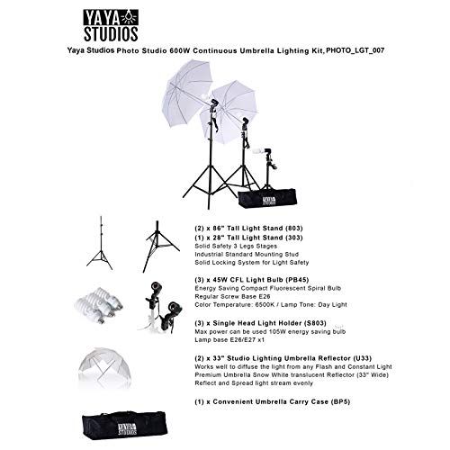 Image of White Photography Video Studio Umbrella Continuous Lighting Kit - Portarit Photo Shooting Production Equipment Wedding