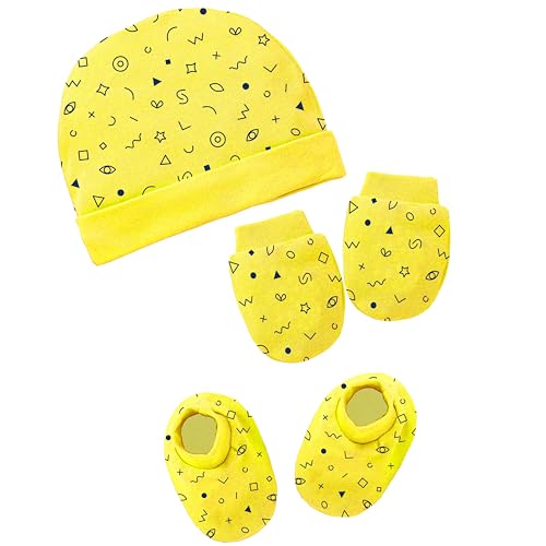 Image of Kidbee Baby Boy's & Baby Girls Cotton Socks Hand Gloves & Cap Set (0-6 Months)