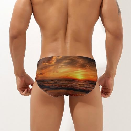 Beach and Sunset Mens Swim Briefs Bikini Sexy Low Rise Trunks Swimsuit Bathing Suit Beach2