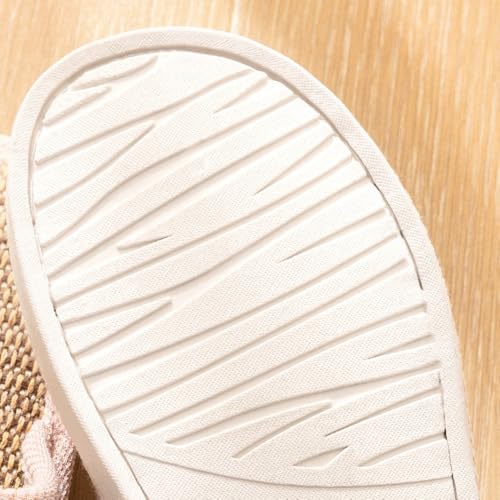 Premium Comfort All Seasons Cushion Sole Linen Bear Open Toe Women's House Slippers Indoor Soft Home Slip On Shoes3