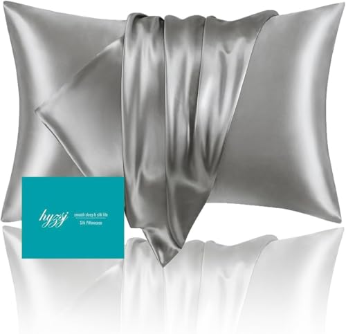 Silk Pillow Cases King Size with Hidden Zipper, Mulberry Silk Pillowcase for Hair and Skin,Prevent Acne Pillowcase Organic Silk Pillowcases with Hidden Zipper(King 20x36inch)
