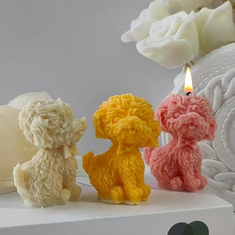 Dog Resin Mold Teddy Mold Hairy Dog Mold Animal Resin Mold Resin Casting Mold Resin Making Molds Silicone Mold for Candle Home Decorate Mold 3D Animal Mold Candle Making Mold Cover