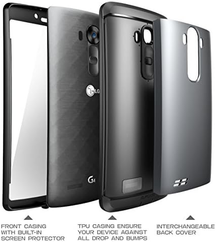 LG G4 Case, SUPCASE Water Resistant Full-body Rugged Case with Built-in Screen Protector for LG G4 2015 Release, 3 Interchangeable Covers, Retail Packaging (Space Gray/Silver/Gold)