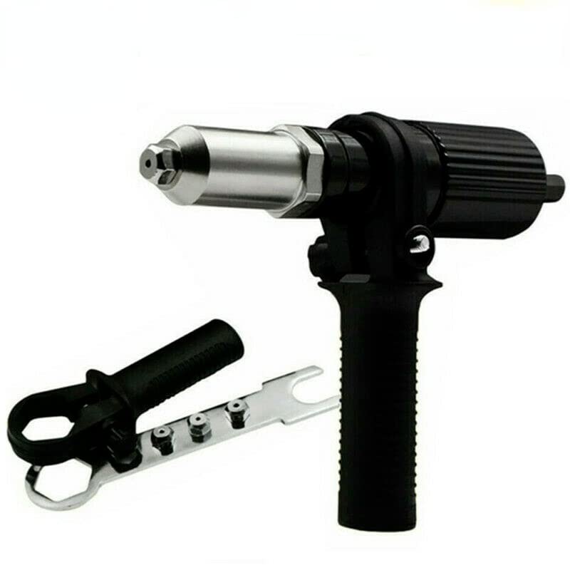 LSDZHK Electric Rivet Gun Adapter Kit,Cordless Drill Riveting Insert Nut Tool with 2.4/3.2/4.0/4.8mm Diameter Rivet Head and Handle Wrench (Black-01)
