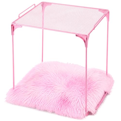 Novabright 2 Pcs Locker Organizer Kit Metal Shelf and Anti Slip Plush Rug for Girls Teens Students School Gym Work Locker Accessories Storage Decorations Back to School Gifts (Pink)
