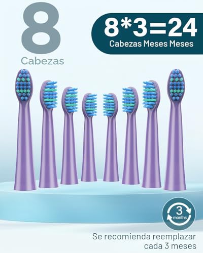 Miniatura 2 de Cepillos De Dientes Electricos Sónico Para Adultos - Cepillo Electrico Adultos Infantil Con 8 Cabezales, 5 Modos, Carga Rápida En 3 Horas Y Utilizar Por 120 Días, Violeta