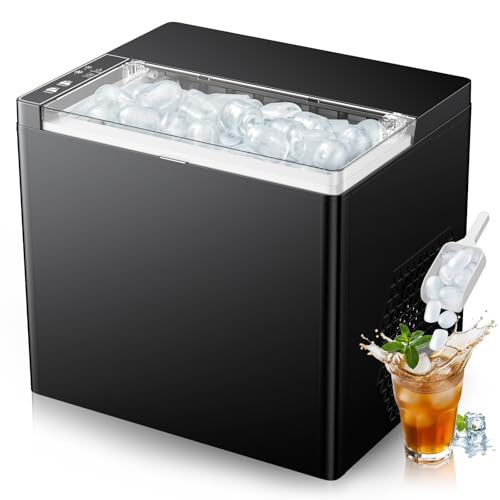 Image of Countertop Ice Makers Machine, Portable Ice Machine Producing 9 Ice Cubes Within 6 Mins, Bullet Ice Available in Two Sizes(S /L), Compact Mini Ice Maker Appliance for Home Kitchen Camping (Inky)