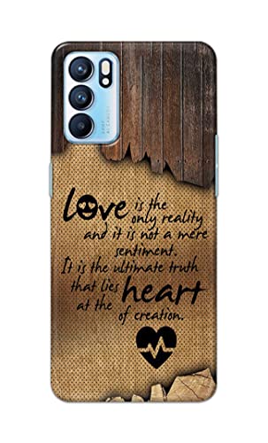 Image of PRINTFIDAA Love is The Only Reality and It is Not Mere Sentiment Printed Designer Hard Case for Oppo Reno6 5G, Oppo Reno 6 5G Back Cover -(e) RPM1010
