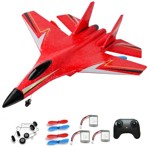 crohorizon RC Planes for Ages 14 Years and up,Remote Control Airplanes Toys for Teen,2CH Outdoor Foam RC Glider Fighter Jet for Teen and Adults Hobby Red