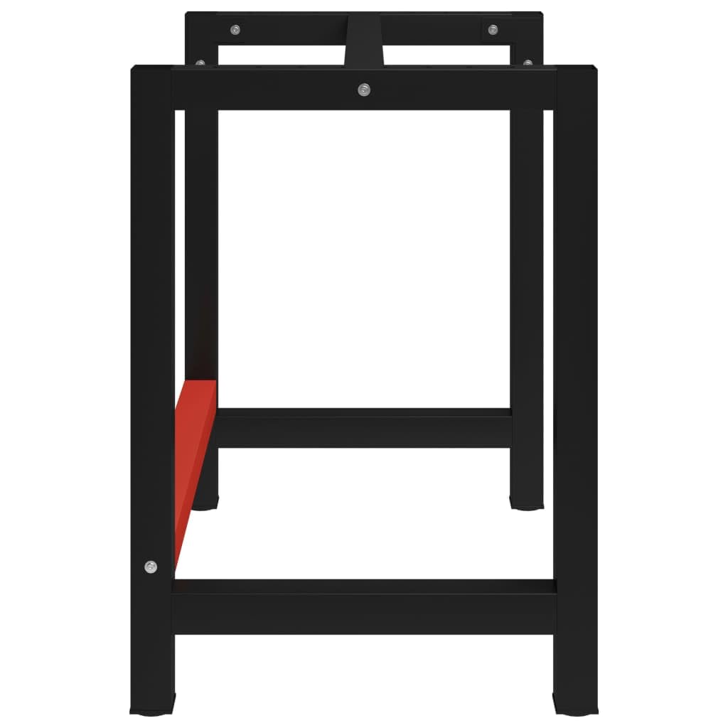 vidaXL Cadre de Banc de Travail Support de Table de Travail Pied d'Etabli Support d'Etabli Cadre de Table de Travail Métal 80x57x79 cm Noir et Rouge