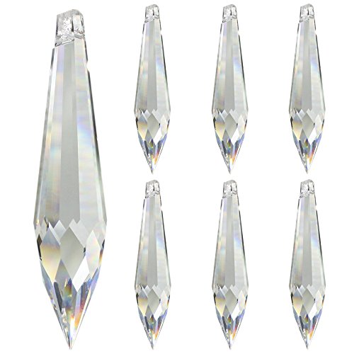 Christoph Palme Leuchten Kristall Birnel L. 63mm 7 Stück Kristall-Spitze Pendel Regenbogenkristall Fenster-deko Feng Shui 30% Bleikristall Sonnen-Fänger