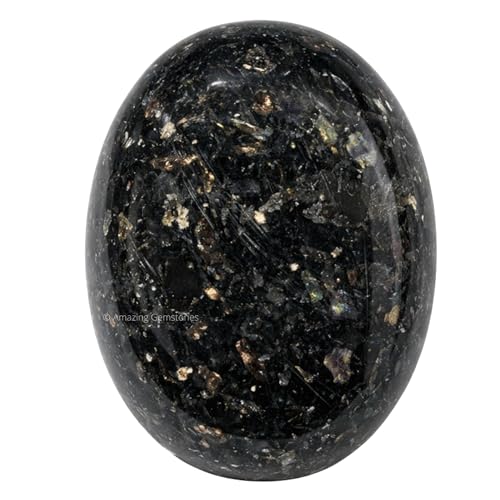 Image of Amazing Gemstone Nuummite Crystals and Healing Stones - Large Palm Stone Crystals Piedra - Crystal for Good Luck, Balanced Positive Energy, Meditation - Unique Stocking Stuffers, Gifts for Women
