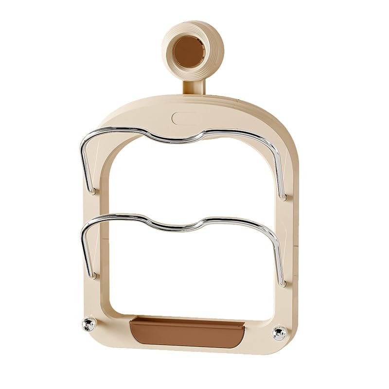 Velae Wall Mount Pot Lids Holder, Suction Cup Storage Rack for Pot Lids,No Punching Household Kitchen Storage Holder Pan Lid Pot Cover Rack Cutting Board Holder (Brown)
