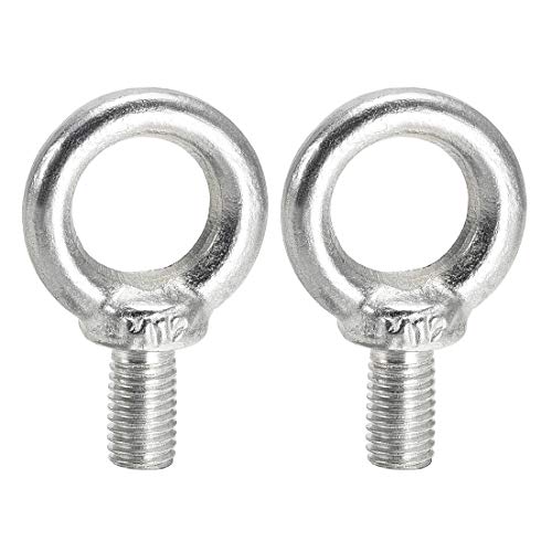 Image of uxcell Lifting Eye Bolt M12 x 22mm Male Thread 304 Stainless Steel for Hanging, Pack of 2