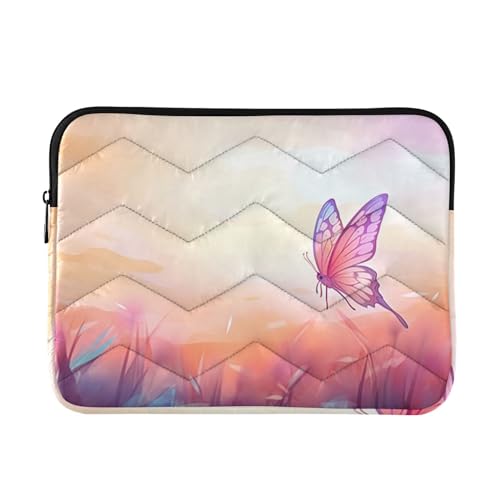 Funda para portátil 13-14 pulgadas rosa con flores y mariposas