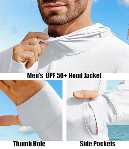 Image of PINSPARK Men's UPF 50+ Full Zip Up Sun Protection Hoodie Jacket Long Sleeve Lightweight UV Shirts for Men Hiking Fishing