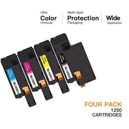 E-Z Ink (Tm) Compatible Toner Cartridge Replacement For Dell 1250 810Wh C5Gc3 Xmx5D Wm2Jc To Use With 1250C C1760Nw C1765Nfw 1350Cnw 1355Cn 1355Cnw Printer (1 Black, 1 Cyan, 1 Magenta, 1 Yellow)4 Pack #TOP1