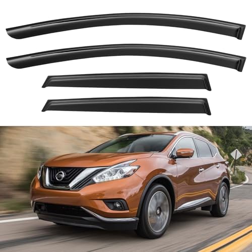 Image of Window Visors Rain Guards for 2015-2024 Nissan Murano, Out-Channel Window Vent Wind Deflectors Visors Shades for 15-24 Murano S SV SL Platinum, Tape-on