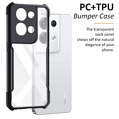 Image of WOW IMAGINE Shock Proof Clear Protective Back Case for Oppo Reno 8 - AirEDGE Technology | 360 Degree Camera Protection | Transparent Hybrid Back Case Mobile Cover - Black